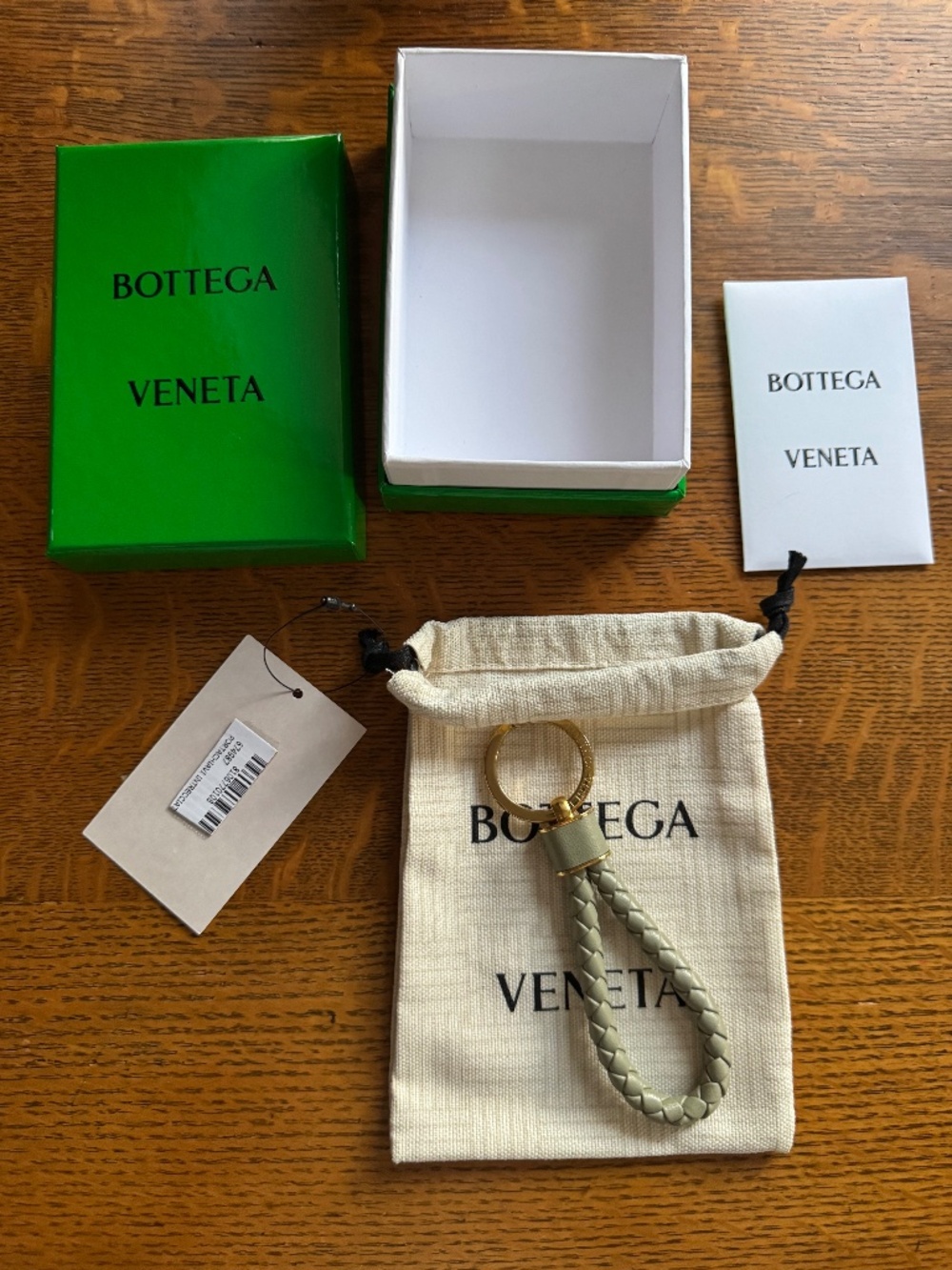 Bottega Veneta Intreccio Key Ring Travertine